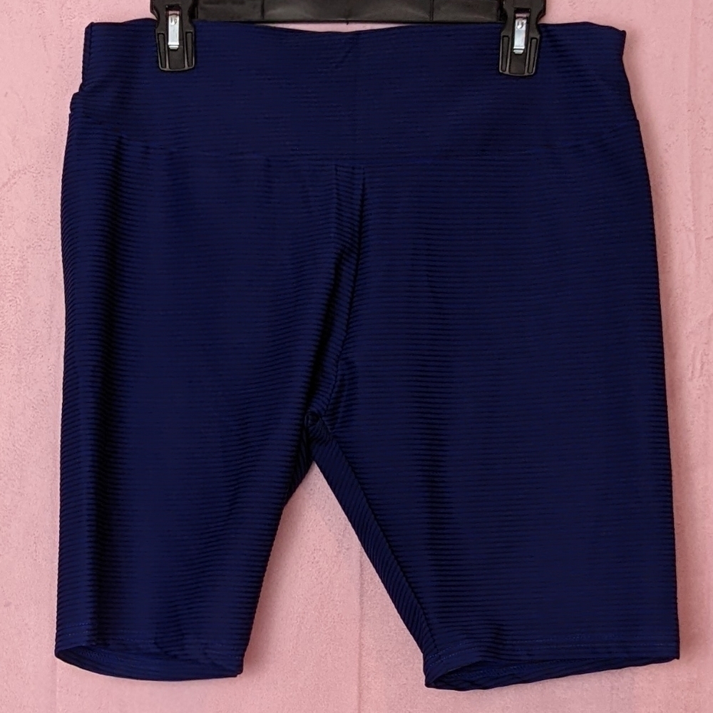 New Look Sport Black and Blue Striped Ruched Back Athletic Shorts size 2X